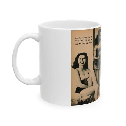Jeanne Carmen #189 - Pages 72 & 73 Pages 4 & 5 of 7+4 B&W Photos from PHOTO Digest Mag. Aug. '54 (Vintage Female Icon) White Coffee Mug - Go Mug Yourself
