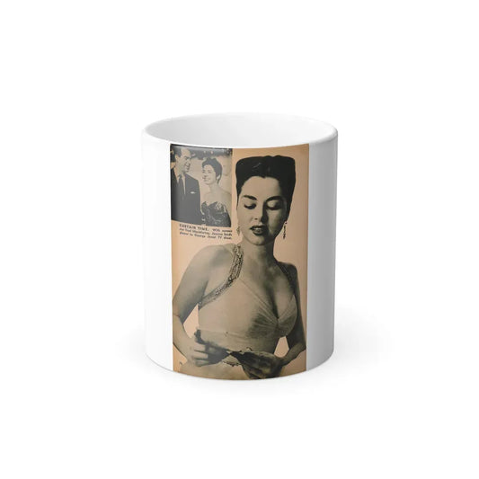 Jeanne Carmen #190 - [Pages 74] Pages 6 & 7 of 7+2 B&W Photos & Caption from PHOTO Digest Mag. Aug. '54 (Vintage Female Icon) Color Changing Coffee Mug 11oz - Go Mug Yourself