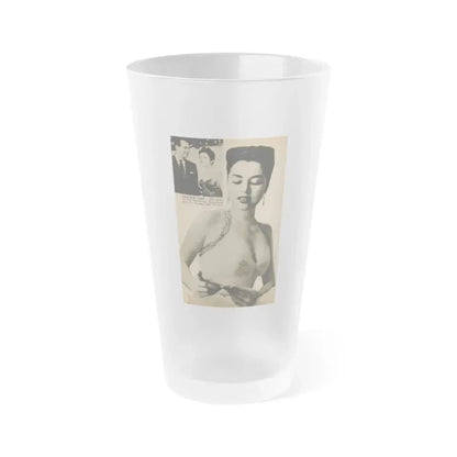 Jeanne Carmen #190 - Pages 74 Pages 6 & 7 of 7+2 B&W Photos & Caption from PHOTO Digest Mag. Aug. '54 (Vintage Female Icon) Frosted Pint Glass 16oz 16oz Frosted - Go Mug Yourself