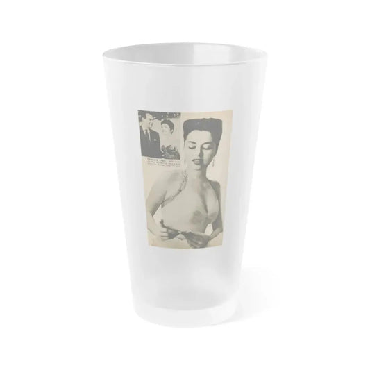 Jeanne Carmen #190 - Pages 74 Pages 6 & 7 of 7+2 B&W Photos & Caption from PHOTO Digest Mag. Aug. '54 (Vintage Female Icon) Frosted Pint Glass 16oz 16oz Frosted - Go Mug Yourself