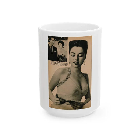 Jeanne Carmen #190 - Pages 74 Pages 6 & 7 of 7+2 B&W Photos & Caption from PHOTO Digest Mag. Aug. '54 (Vintage Female Icon) White Coffee Mug 15oz - Go Mug Yourself