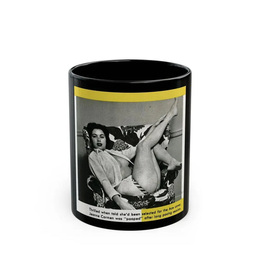 Jeanne Carmen #193 - Pages 50 Pages 2 of 2+1 Small B&W Photo from Ace Magazine April '58 (Vintage Female Icon) Black Coffee Mug 11oz - Go Mug Yourself
