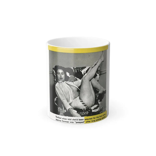 Jeanne Carmen #193 - [Pages 50] Pages 2 of 2+1 Small B&W Photo from Ace Magazine April '58 (Vintage Female Icon) Color Changing Coffee Mug 11oz - Go Mug Yourself