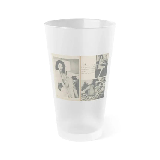 Jeanne Carmen #194 - Pages 80 & 81 Pages 1 & 2 of 4+3 B&W Photos & Caption from EYE Digest Mag. July '54 (Vintage Female Icon) Frosted Pint Glass 16oz 16oz Frosted - Go Mug Yourself