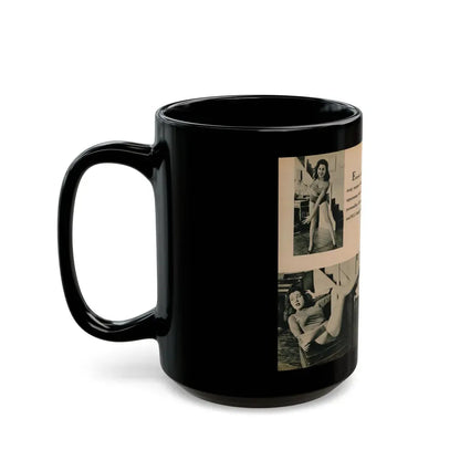 Jeanne Carmen #195 - Pages 82 & 83 Pages 3 & 4 of 4+5 B&W Photos & Caption from EYE Digest Mag. July '54 (Vintage Female Icon) Black Coffee Mug - Go Mug Yourself