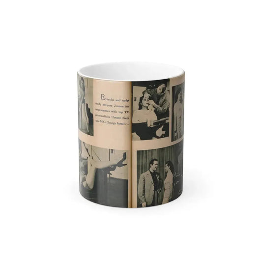 Jeanne Carmen #195 - [Pages 82 & 83] Pages 3 & 4 of 4+5 B&W Photos & Caption from EYE Digest Mag. July '54 (Vintage Female Icon) Color Changing Mug 11oz 11oz - Go Mug Yourself