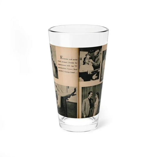 Jeanne Carmen #195 - Pages 82 & 83 Pages 3 & 4 of 4+5 B&W Photos & Caption from EYE Digest Mag. July '54 (Vintage Female Icon) Pint Glass 16oz 16oz - Go Mug Yourself