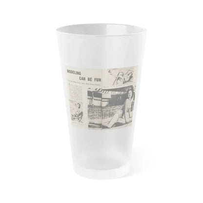 Jeanne Carmen #196 - Pages 84 & 85 Pages 1 & 2 of 2+3 B&W Photos, Caption & Article from Photo-rama Digest July '58 (Vintage Female Icon) Frosted Pint Glass 16oz 16oz Frosted - Go Mug Yourself