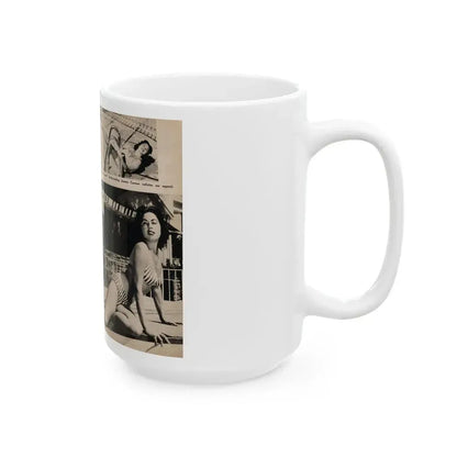 Jeanne Carmen #196 - Pages 84 & 85 Pages 1 & 2 of 2+3 B&W Photos, Caption & Article from Photo-rama Digest July '58 (Vintage Female Icon) White Coffee Mug - Go Mug Yourself