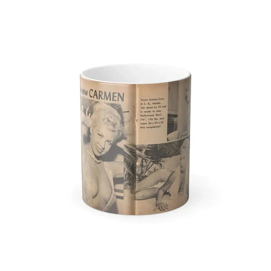 Jeanne Carmen #197 - Pages 1 & 2 of 4 with, 2 B&W Photos & Caption from Bold Pocket Mag. April '59 (Vintage Female Icon) Color Changing Mug 11oz 11oz - Go Mug Yourself