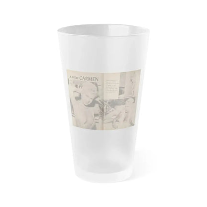 Jeanne Carmen #197 - Pages 1 & 2 of 4 with, 2 B&W Photos & Caption from Bold Pocket Mag. April '59 (Vintage Female Icon) Frosted Pint Glass 16oz 16oz Frosted - Go Mug Yourself