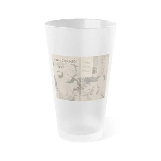 Jeanne Carmen #197 - Pages 1 & 2 of 4 with, 2 B&W Photos & Caption from Bold Pocket Mag. April '59 (Vintage Female Icon) Frosted Pint Glass 16oz 16oz Frosted - Go Mug Yourself