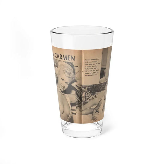 Jeanne Carmen #197 - Pages 1 & 2 of 4 with, 2 B&W Photos & Caption from Bold Pocket Mag. April '59 (Vintage Female Icon) Pint Glass 16oz 16oz - Go Mug Yourself