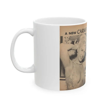 Jeanne Carmen #197 - Pages 1 & 2 of 4 with, 2 B&W Photos & Caption from Bold Pocket Mag. April '59 (Vintage Female Icon) White Coffee Mug - Go Mug Yourself
