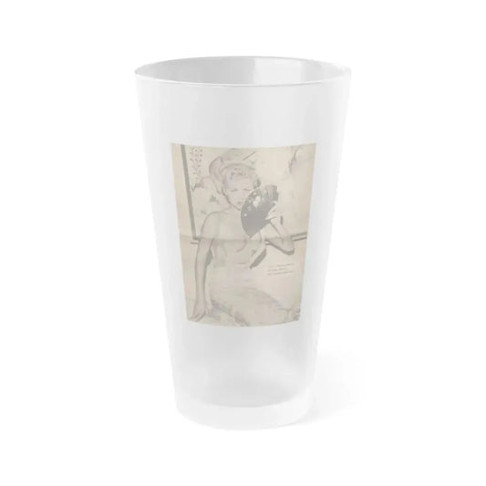 Jeanne Carmen #198 - Pages 3 & 4 of 4 with, 1 B&W Centerfold Photo & Caption from Bold Pocket Mag. April '59 (Vintage Female Icon) Frosted Pint Glass 16oz 16oz Frosted - Go Mug Yourself