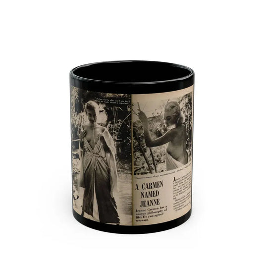 Jeanne Carmen #199 - Pages 22 & 23 Pages 1 & 2 of 8+2 B&W Photos, Captions & Short Article from Foto-rama Digest Mag. Sept. '58 (Vintage Female Icon) Black Coffee Mug 11oz - Go Mug Yourself