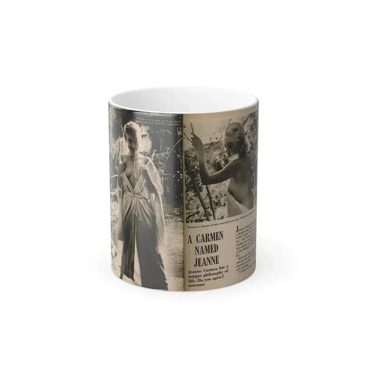 Jeanne Carmen #199 - [Pages 22 & 23] Pages 1 & 2 of 8+2 B&W Photos, Captions & Short Article from Foto-rama Digest Mag. Sept. '58 (Vintage Female Icon) Color Changing Coffee Mug 11oz - Go Mug Yourself
