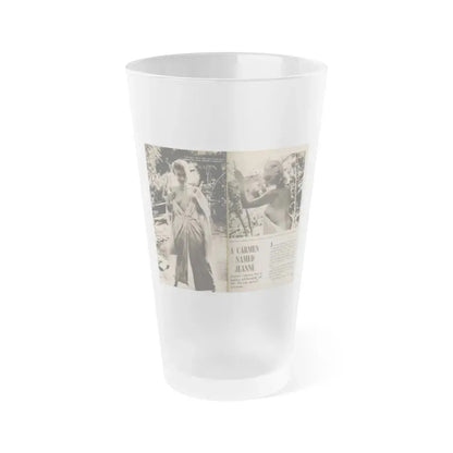 Jeanne Carmen #199 - Pages 22 & 23 Pages 1 & 2 of 8+2 B&W Photos, Captions & Short Article from Foto-rama Digest Mag. Sept. '58 (Vintage Female Icon) Frosted Pint Glass 16oz 16oz Frosted - Go Mug Yourself