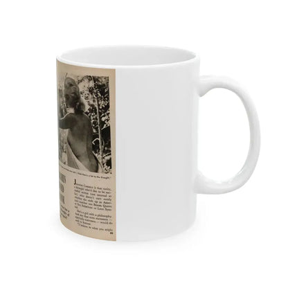 Jeanne Carmen #199 - Pages 22 & 23 Pages 1 & 2 of 8+2 B&W Photos, Captions & Short Article from Foto-rama Digest Mag. Sept. '58 (Vintage Female Icon) White Coffee Mug - Go Mug Yourself