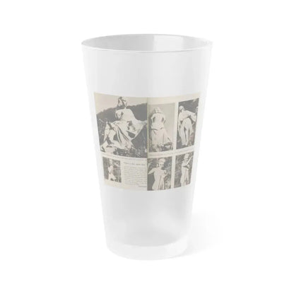 Jeanne Carmen #200 - Pages 24 & 25 Pages 3 & 4 of 8+6 B&W Photos, Captions & Short Article from Foto-rama Digest Mag. Sept. '58 (Vintage Female Icon) Frosted Pint Glass 16oz 16oz Frosted - Go Mug Yourself