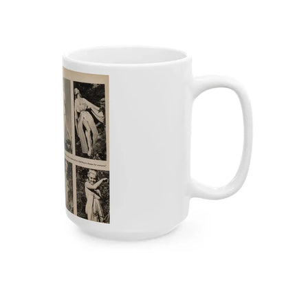 Jeanne Carmen #200 - Pages 24 & 25 Pages 3 & 4 of 8+6 B&W Photos, Captions & Short Article from Foto-rama Digest Mag. Sept. '58 (Vintage Female Icon) White Coffee Mug - Go Mug Yourself