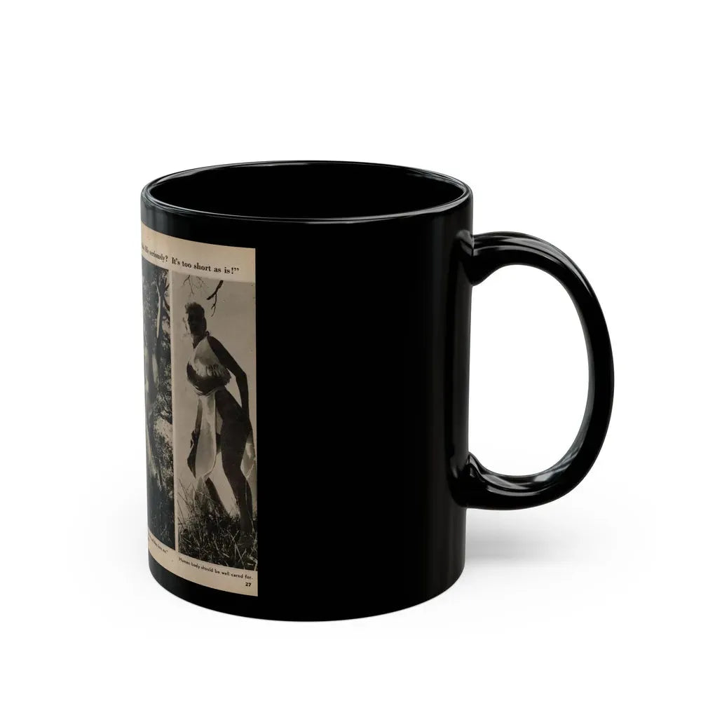 Jeanne Carmen #201 - Pages 26 & 27 Pages 5 & 6 of 8+3 B&W Photos & Captions from Foto-rama Digest Mag. Sept. '58 (Vintage Female Icon) Black Coffee Mug - Go Mug Yourself