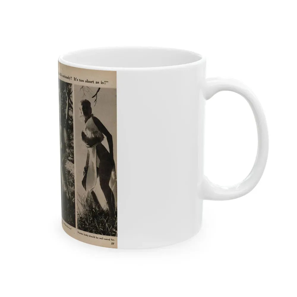 Jeanne Carmen #201 - Pages 26 & 27 Pages 5 & 6 of 8+3 B&W Photos & Captions from Foto-rama Digest Mag. Sept. '58 (Vintage Female Icon) White Coffee Mug - Go Mug Yourself