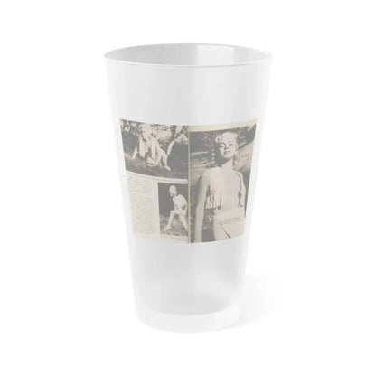 Jeanne Carmen #202 - Pages 28 & 29 Pages 7 & 8 of 8+3 B&W Photos, Captions & Short Article End from Foto-rama Digest Mag. Sept. '58 (Vintage Female Icon) Frosted Pint Glass 16oz 16oz Frosted - Go Mug Yourself