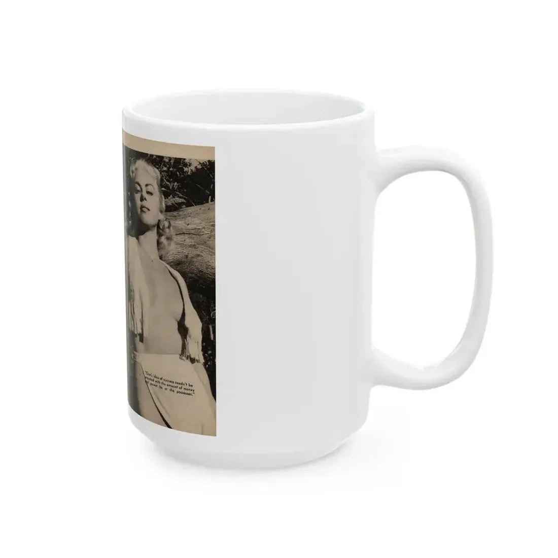 Jeanne Carmen #202 - Pages 28 & 29 Pages 7 & 8 of 8+3 B&W Photos, Captions & Short Article End from Foto-rama Digest Mag. Sept. '58 (Vintage Female Icon) White Coffee Mug - Go Mug Yourself