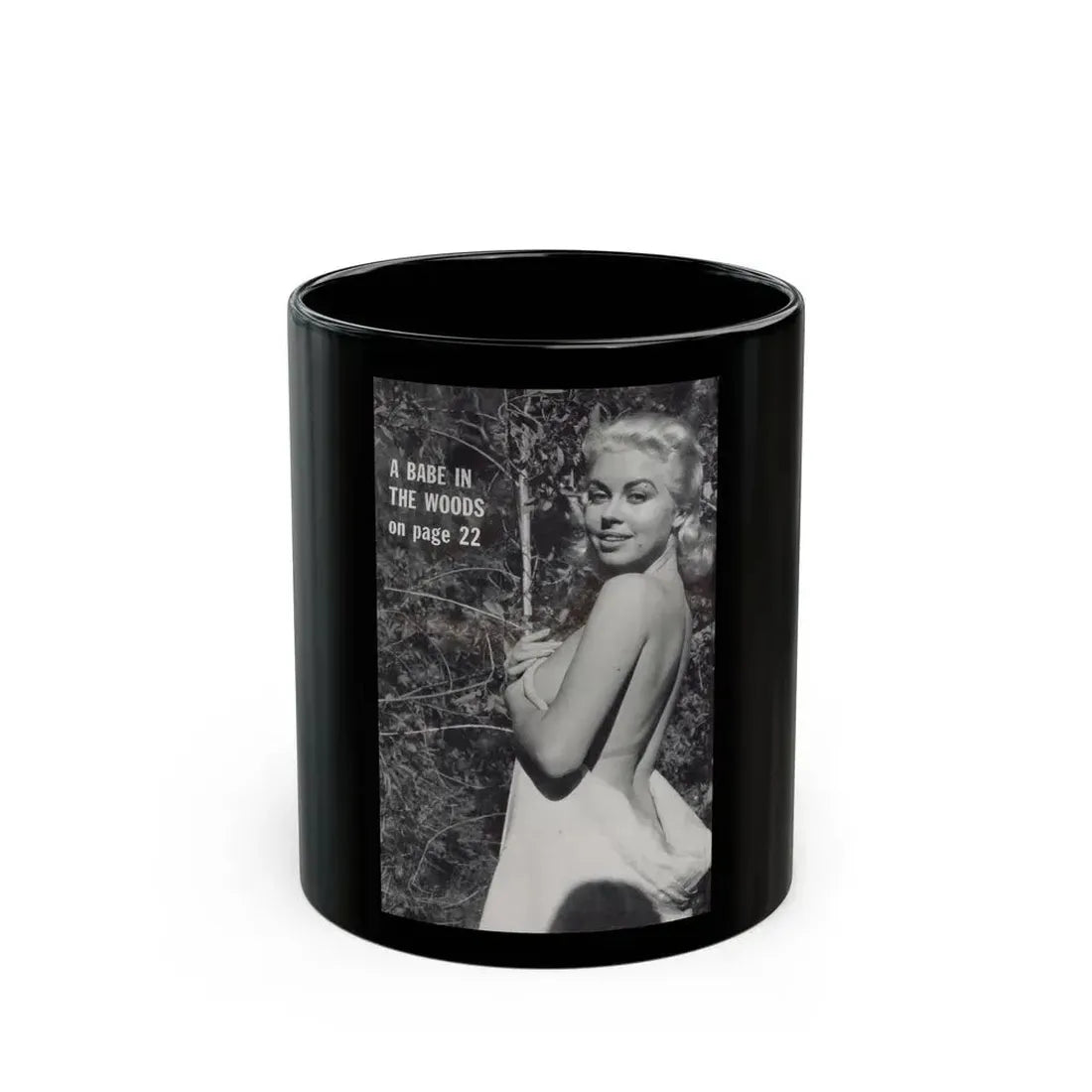 Jeanne Carmen #203 - Reverse Side of Back Cover with, 1 B&W Photo & Caption from Foto-rama Digest Mag. Sept. '58 (Vintage Female Icon) Black Coffee Mug 11oz - Go Mug Yourself