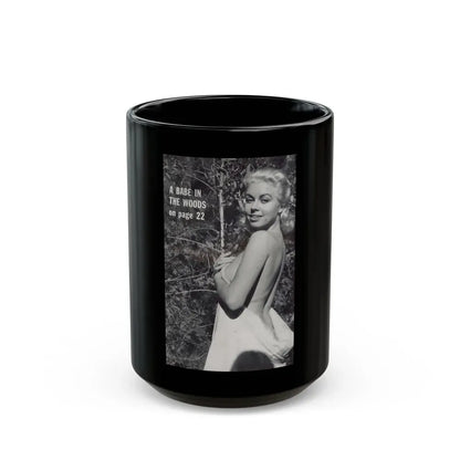 Jeanne Carmen #203 - Reverse Side of Back Cover with, 1 B&W Photo & Caption from Foto-rama Digest Mag. Sept. '58 (Vintage Female Icon) Black Coffee Mug 15oz - Go Mug Yourself