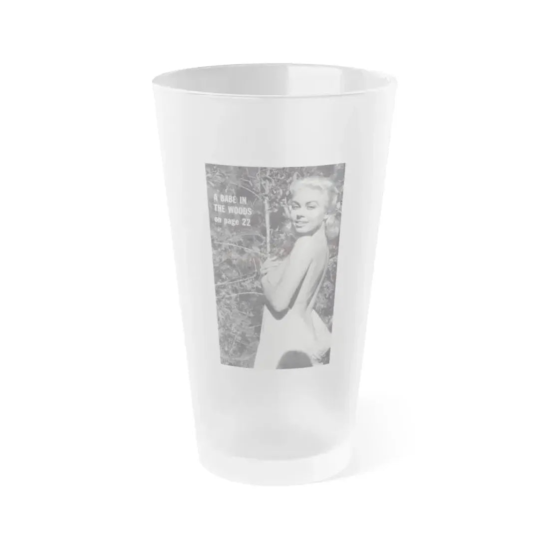 Jeanne Carmen #203 - Reverse Side of Back Cover with, 1 B&W Photo & Caption from Foto-rama Digest Mag. Sept. '58 (Vintage Female Icon) Frosted Pint Glass 16oz 16oz Frosted - Go Mug Yourself