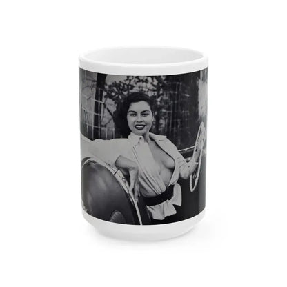 Jeanne Carmen #205 (Vintage Female Icon) White Coffee Mug 15oz - Go Mug Yourself