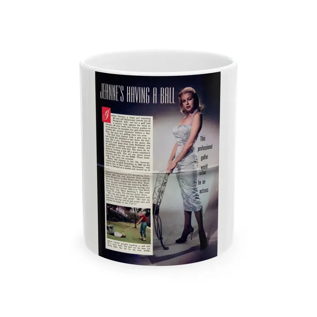 Jeanne Carmen #206 (Vintage Female Icon) White Coffee Mug 11oz - Go Mug Yourself