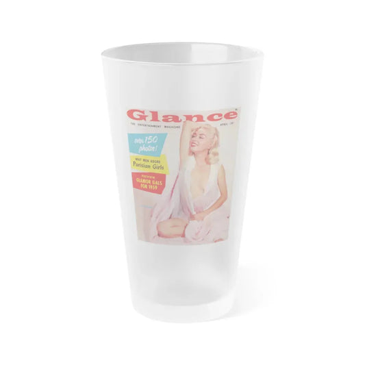 Jeanne Carmen #208 - Jeanne on Front Cover in Color from Glance Mag. April '59 (Vintage Female Icon) Frosted Pint Glass 16oz 16oz Frosted - Go Mug Yourself