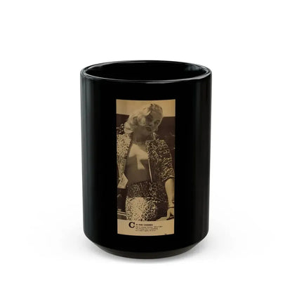 Jeanne Carmen #209 - Pages 1 of 1 with, 1 Medium B&W Photo & Caption from Glance Mag. April '59 (Vintage Female Icon) Black Coffee Mug 15oz - Go Mug Yourself