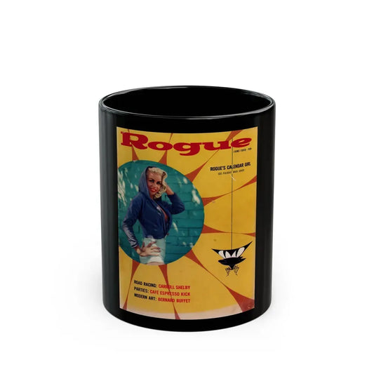 Jeanne Carmen #210 - Jeanne on Cover in Color & spread inside from Rogue Mag. June '59 (Vintage Female Icon) Black Coffee Mug 11oz - Go Mug Yourself
