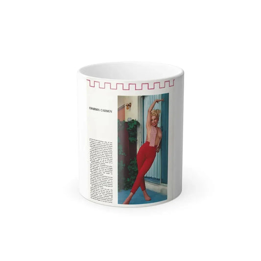 Jeanne Carmen #211 - [Pages 45] Pages 1 of 5+1 Color Photo & Article from Rogue Mag. June '59 (Vintage Female Icon) Color Changing Coffee Mug 11oz - Go Mug Yourself