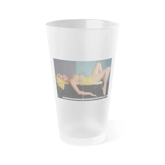 Jeanne Carmen #212 - Pages 46 & 47 Pages 2 & 3 of 5+Color Centerfold from Rogue Mag. June '59 (Vintage Female Icon) Frosted Pint Glass 16oz 16oz Frosted - Go Mug Yourself