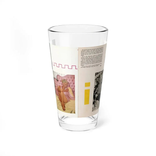 Jeanne Carmen #213 - Pages 48 & 49 Pages 4 & 5 of 5+2 Color Photos & 2 B&W Photos and end of article from Rogue Mag. June '59 (Vintage Female Icon) Pint Glass 16oz 16oz - Go Mug Yourself
