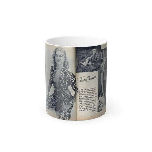 Jeanne Carmen #214 - [Pages 38 & 39] Pages 1 & 2 of 6+3 B&W Photos & start of article from Man's Conquest Mag. October '60 (Vintage Female Icon) Color Changing Coffee Mug 11oz - Go Mug Yourself
