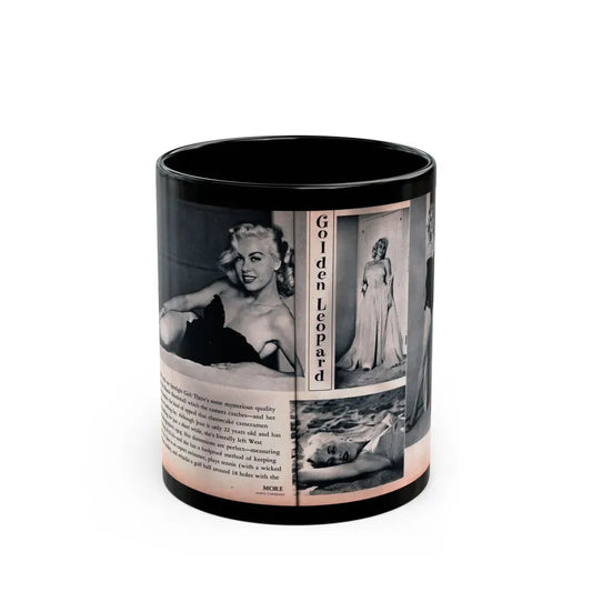 Jeanne Carmen #215 - Pages 40 & 41 Pages 3 & 4 of 6+4 B&W Photos & start of article from Man's Conquest Mag. October '60 (Vintage Female Icon) Black Coffee Mug 11oz - Go Mug Yourself