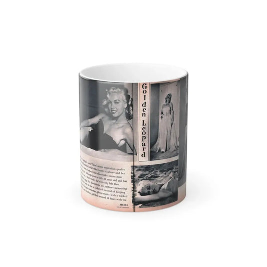 Jeanne Carmen #215 - [Pages 40 & 41] Pages 3 & 4 of 6+4 B&W Photos & start of article from Man's Conquest Mag. October '60 (Vintage Female Icon) Color Changing Coffee Mug 11oz - Go Mug Yourself