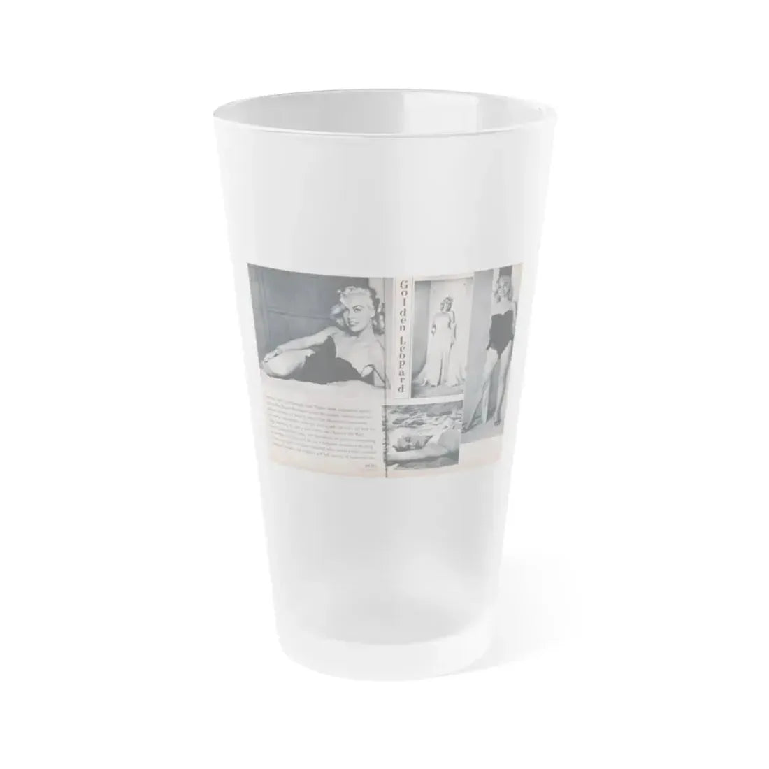 Jeanne Carmen #215 - Pages 40 & 41 Pages 3 & 4 of 6+4 B&W Photos & start of article from Man's Conquest Mag. October '60 (Vintage Female Icon) Frosted Pint Glass 16oz 16oz Frosted - Go Mug Yourself