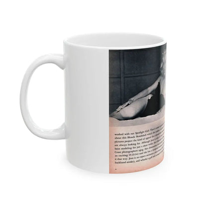 Jeanne Carmen #215 - Pages 40 & 41 Pages 3 & 4 of 6+4 B&W Photos & start of article from Man's Conquest Mag. October '60 (Vintage Female Icon) White Coffee Mug - Go Mug Yourself