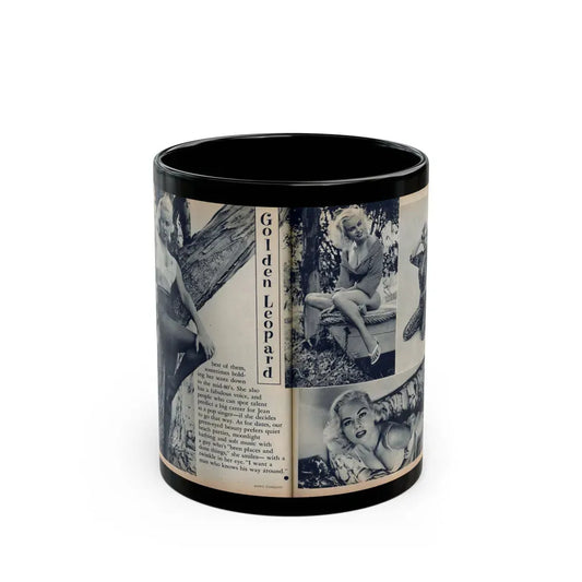 Jeanne Carmen #216 - Pages 42 & 43 Pages 5 & 6 of 6+4 B&W Photos & start of article from Man's Conquest Mag. October '60 (Vintage Female Icon) Black Coffee Mug 11oz - Go Mug Yourself