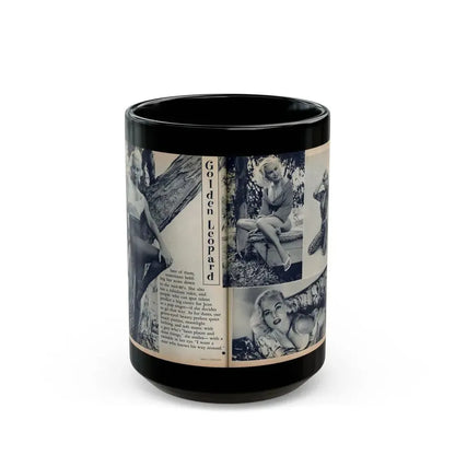 Jeanne Carmen #216 - Pages 42 & 43 Pages 5 & 6 of 6+4 B&W Photos & start of article from Man's Conquest Mag. October '60 (Vintage Female Icon) Black Coffee Mug 15oz - Go Mug Yourself