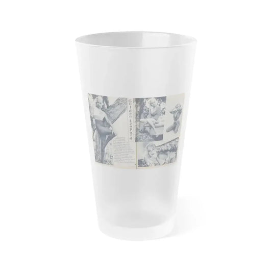 Jeanne Carmen #216 - Pages 42 & 43 Pages 5 & 6 of 6+4 B&W Photos & start of article from Man's Conquest Mag. October '60 (Vintage Female Icon) Frosted Pint Glass 16oz 16oz Frosted - Go Mug Yourself