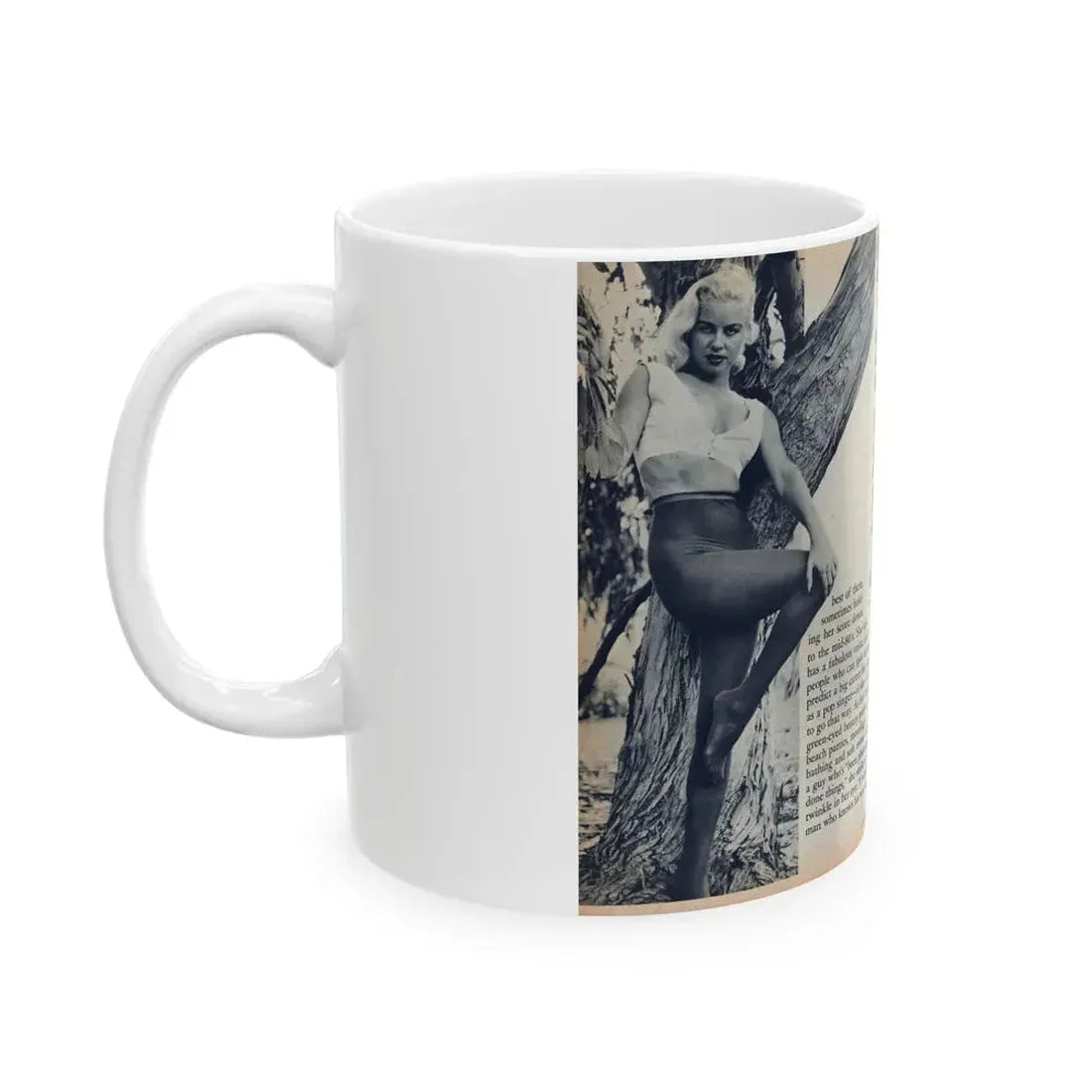 Jeanne Carmen #216 - Pages 42 & 43 Pages 5 & 6 of 6+4 B&W Photos & start of article from Man's Conquest Mag. October '60 (Vintage Female Icon) White Coffee Mug - Go Mug Yourself