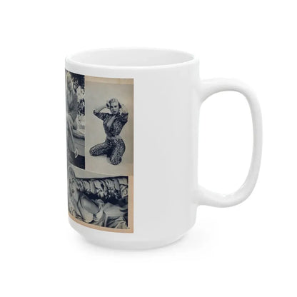 Jeanne Carmen #216 - Pages 42 & 43 Pages 5 & 6 of 6+4 B&W Photos & start of article from Man's Conquest Mag. October '60 (Vintage Female Icon) White Coffee Mug - Go Mug Yourself